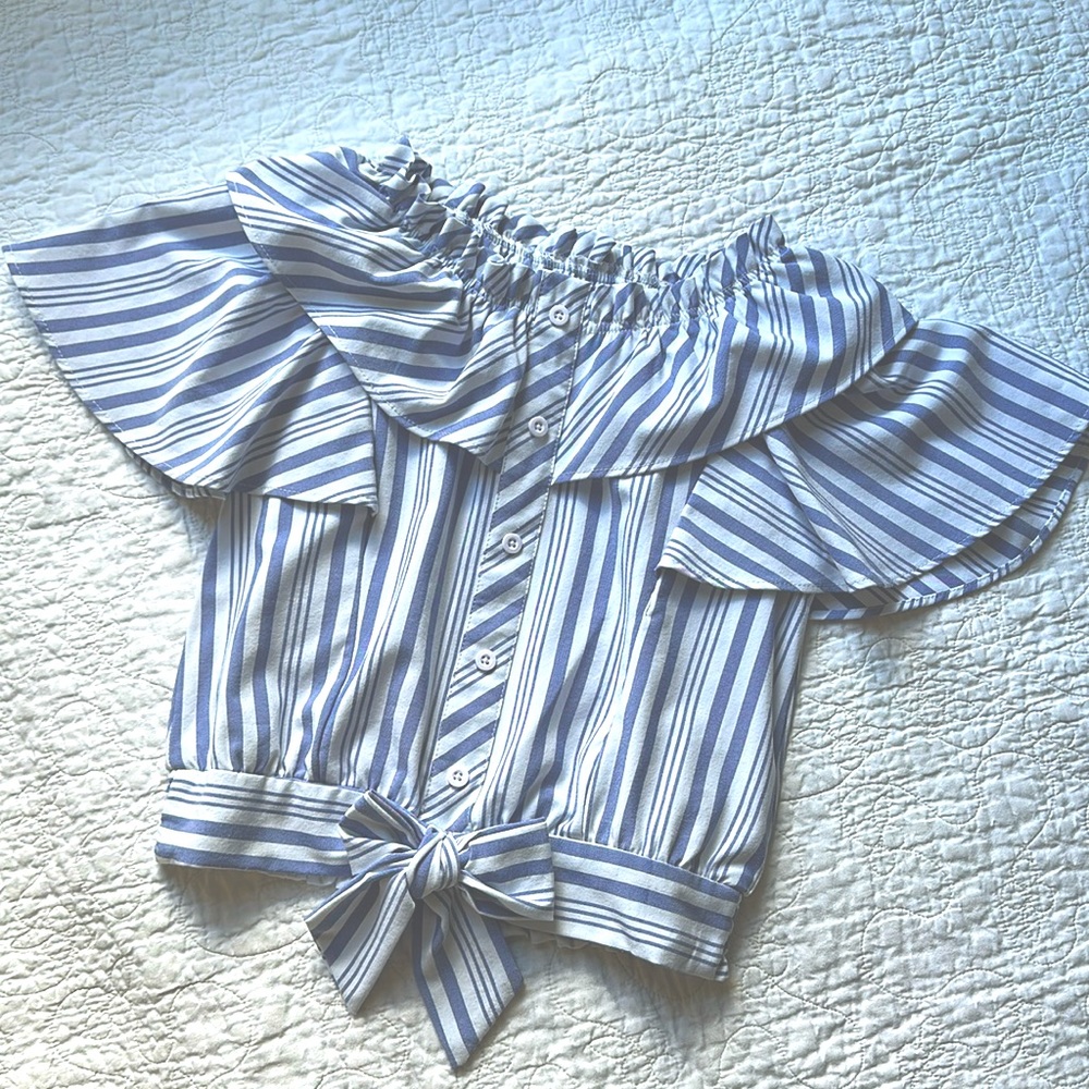 Habitual Girls 7/8 blue and white stripe top